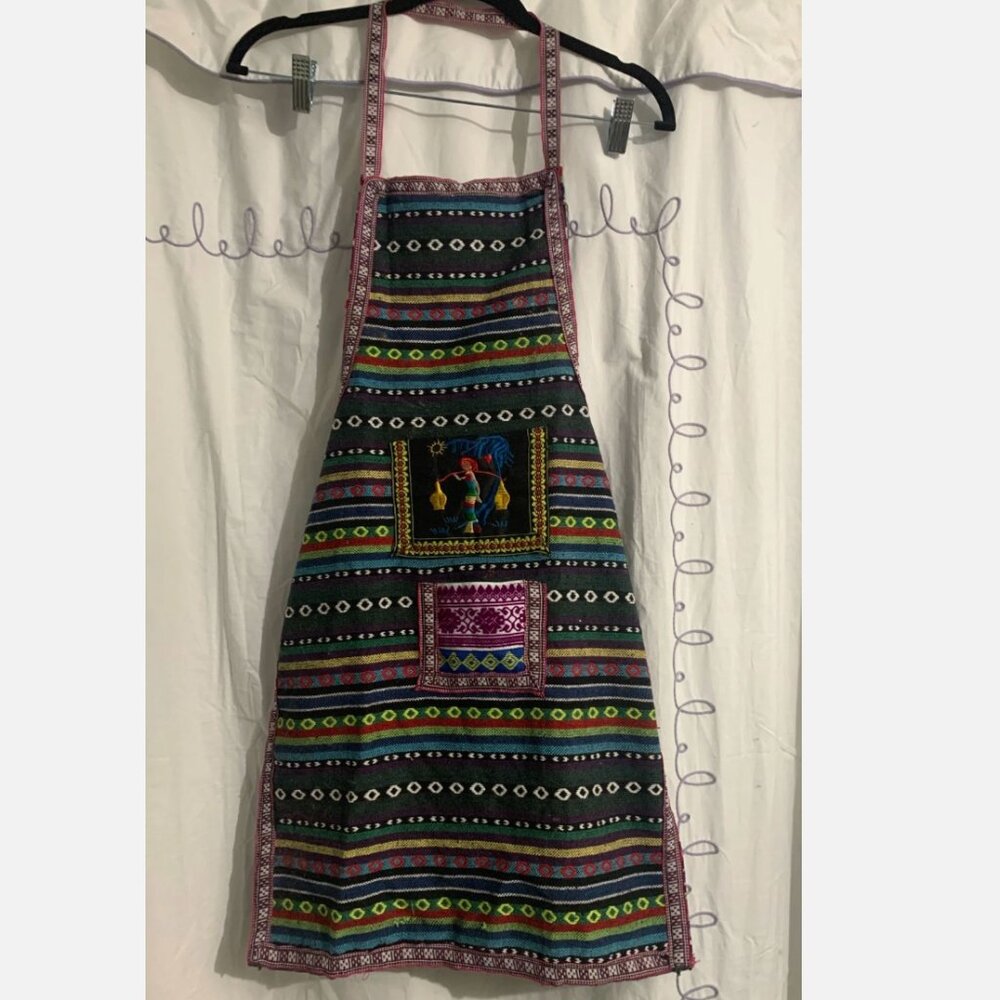 Handmade Woven Baking Cooking Apron Yennen Chinese Style 28" Pockets